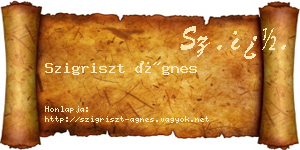 Szigriszt Ágnes névjegykártya